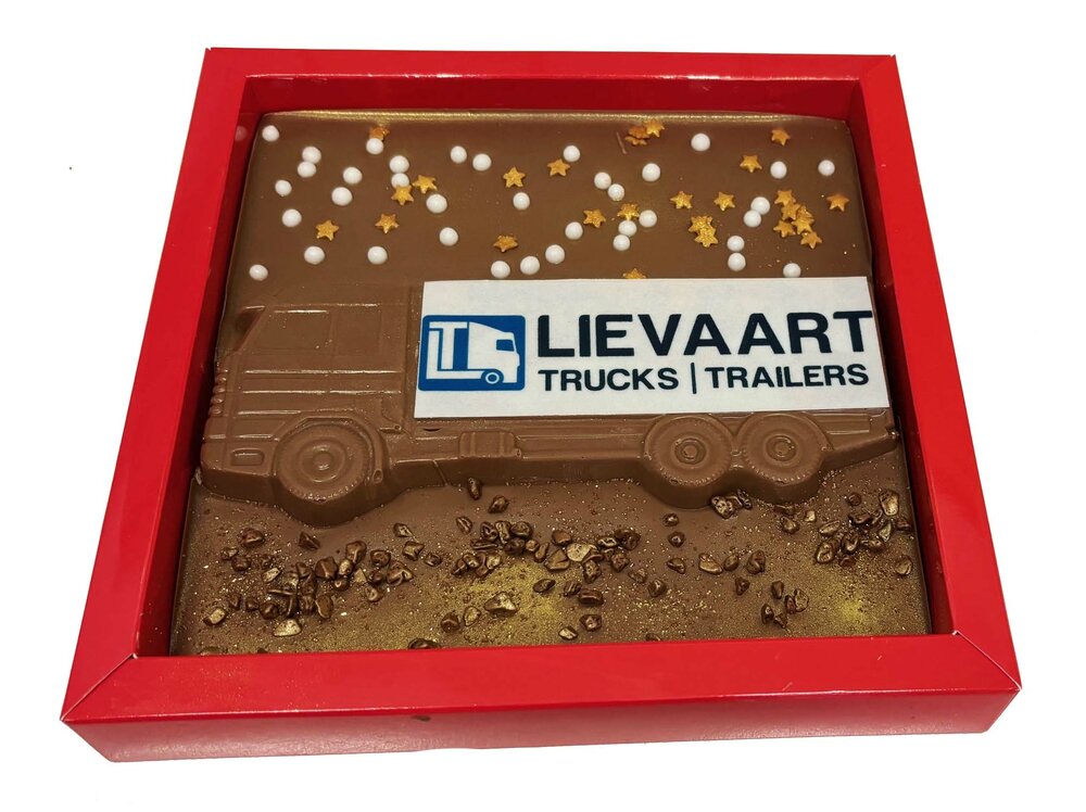 chocolade vrachtwagen met logo