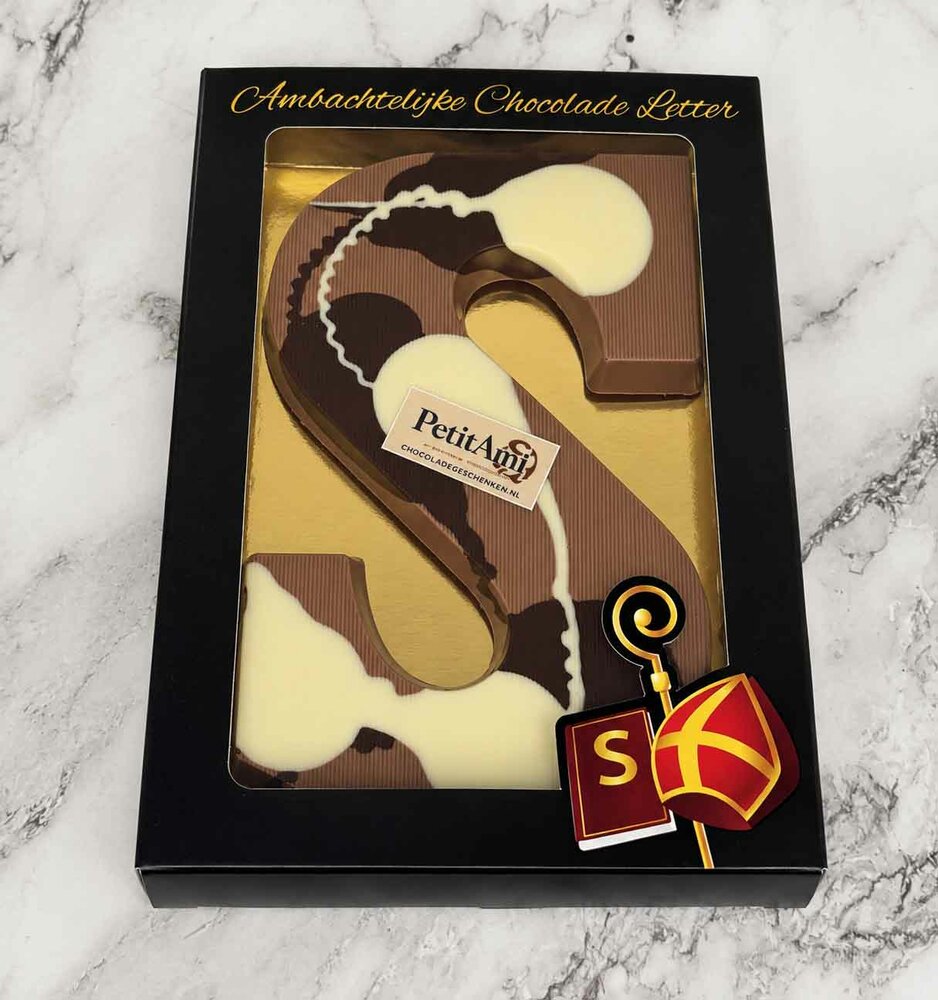 Ambachtelijke chocoladeletter met logo