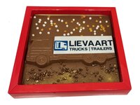 chocolade vrachtwagen met logo