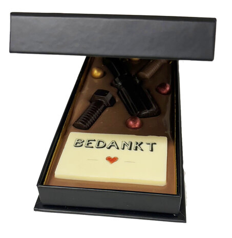 chocolade gereedschap en visitekaart