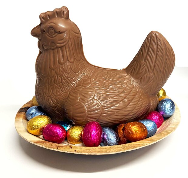 chocolade kip op mand