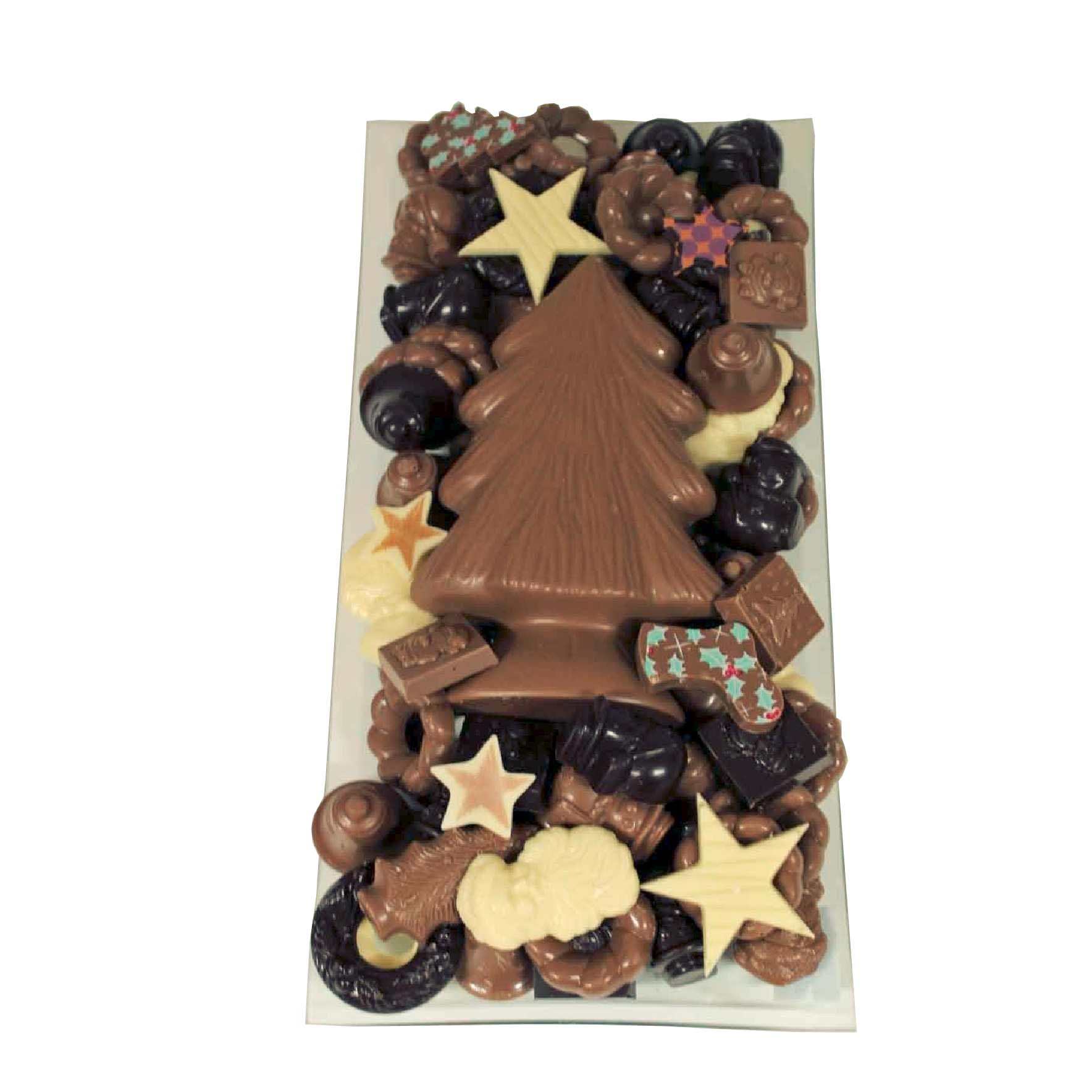 Kerst chocolade langwerpig met kerstboom