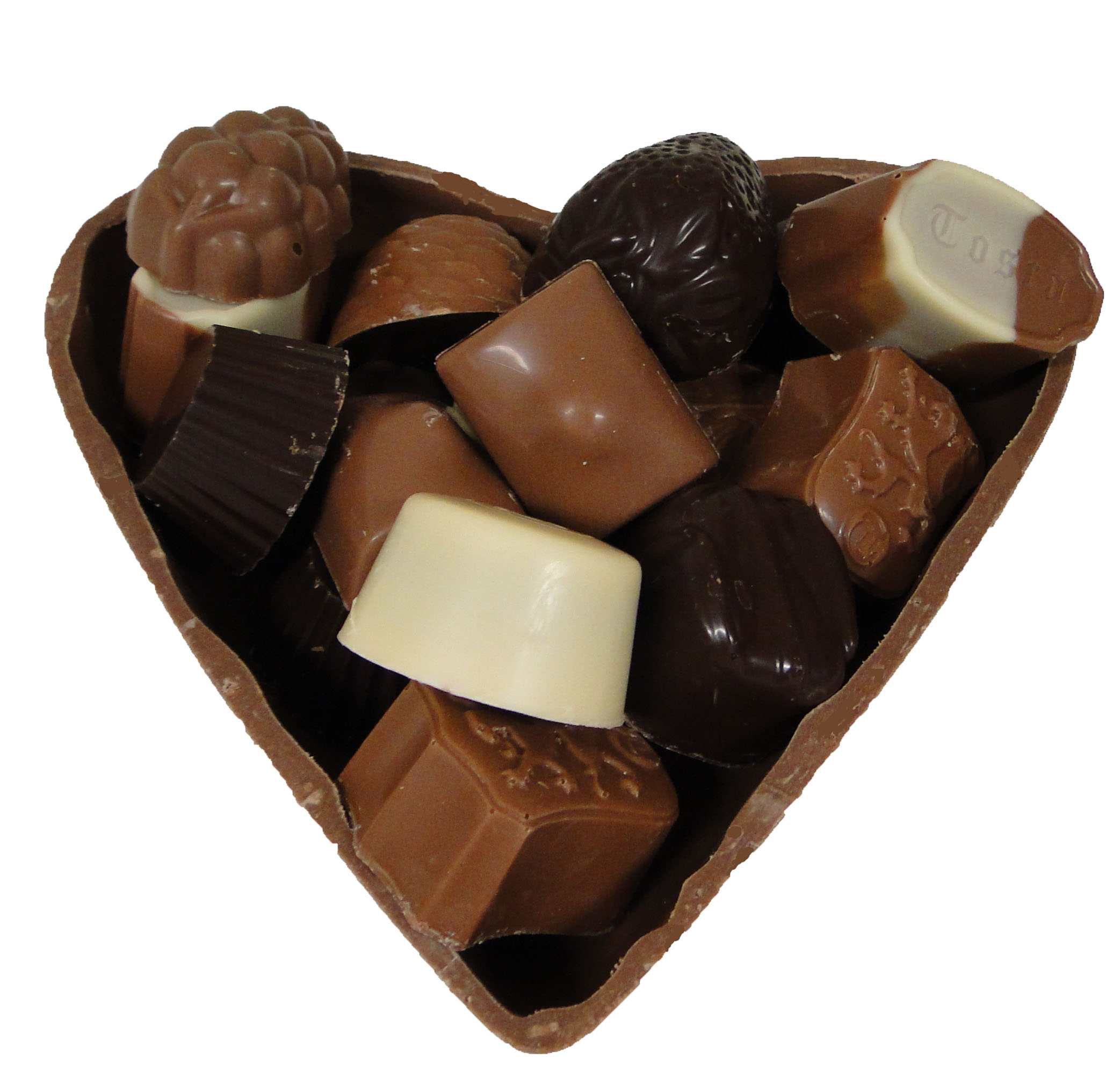 chocoladse hart met bonbons
